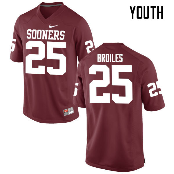 Youth Oklahoma Sooners #25 Justin Broiles College Football Jerseys Game-Crimson